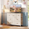 image:imageWLIVE 7 Drawer Dresser TV Stand Entertainment Center Media Console Table with Wood Top for TV up to 45 inch Chest of Drawers for Bedroom Living Room Tiedye Print Pink Purple BlueCream White