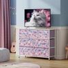 image:imageWLIVE 7 Drawer Dresser TV Stand Entertainment Center Media Console Table with Wood Top for TV up to 45 inch Chest of Drawers for Bedroom Living Room Tiedye Print Pink Purple BlueTiedye Purple Print