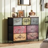 image:imageWLIVE 7 Drawer Dresser TV Stand Entertainment Center Media Console Table with Wood Top for TV up to 45 inch Chest of Drawers for Bedroom Living Room Tiedye Print Pink Purple BluePattern