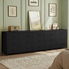 image:imageWLIVE 92 Dresser for Bedroom TV Stand for 98 85 80 75 Inch TV 15 Drawer Long Fabric Dresser with Wood Top Wide Entertainment Center Storage Chest for Living Room Closet Rustic BrownBlack