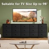 image:imageWLIVE 92 Dresser for Bedroom TV Stand for 98 85 80 75 Inch TV 15 Drawer Long Fabric Dresser with Wood Top Wide Entertainment Center Storage Chest for Living Room Closet Rustic BrownBlack