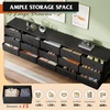 image:imageWLIVE 92 Dresser for Bedroom TV Stand for 98 85 80 75 Inch TV 15 Drawer Long Fabric Dresser with Wood Top Wide Entertainment Center Storage Chest for Living Room Closet Rustic BrownBlack
