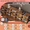 image:imageWLIVE 92 Dresser for Bedroom TV Stand for 98 85 80 75 Inch TV 15 Drawer Long Fabric Dresser with Wood Top Wide Entertainment Center Storage Chest for Living Room Closet Rustic BrownRustic Brown