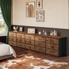 image:imageWLIVE 92 Dresser for Bedroom TV Stand for 98 85 80 75 Inch TV 15 Drawer Long Fabric Dresser with Wood Top Wide Entertainment Center Storage Chest for Living Room Closet Rustic BrownRustic Brown