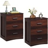 image:imageWLIVE Black Night Stand Set of 2 with 3 Drawers Small Wooden Nightstand Sets Bed Side Tables for Bedroom Living Room Dorm Modern Minimalist Bedside Table 129 D x 16 W x 216 HEspresso