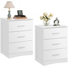 image:imageWLIVE Black Night Stand Set of 2 with 3 Drawers Small Wooden Nightstand Sets Bed Side Tables for Bedroom Living Room Dorm Modern Minimalist Bedside Table 129 D x 16 W x 216 HWhite