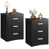 image:imageWLIVE Black Night Stand Set of 2 with 3 Drawers Small Wooden Nightstand Sets Bed Side Tables for Bedroom Living Room Dorm Modern Minimalist Bedside Table 129 D x 16 W x 216 HBlack