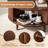 image:imageWLIVE Coffee Table 315 Round Coffee Tables with Storage and Sliding Cabinet Door Mid Century Modern Fluted Center Table for Living Room Small Space Walnut BrownWalnut Brown