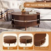 image:imageWLIVE Coffee Table 315 Round Coffee Tables with Storage and Sliding Cabinet Door Mid Century Modern Fluted Center Table for Living Room Small Space Walnut BrownWalnut Brown