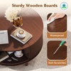image:imageWLIVE Coffee Table 315 Round Coffee Tables with Storage and Sliding Cabinet Door Mid Century Modern Fluted Center Table for Living Room Small Space Walnut BrownWalnut Brown