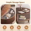 image:imageWLIVE Coffee Table 315 Round Coffee Tables with Storage and Sliding Cabinet Door Mid Century Modern Fluted Center Table for Living Room Small Space Walnut BrownWalnut Brown