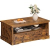 image:imageWLIVE Coffee Table for Living Room 43 Framhouse Coffee Table with 2 Storage Drawers Modern Center Table with Open Display Area Elegant Curved Base BlackRustic Brown