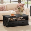image:imageWLIVE Coffee Table for Living Room 43 Framhouse Coffee Table with 2 Storage Drawers Modern Center Table with Open Display Area Elegant Curved Base BlackBlack