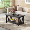 image:imageWLIVE Coffee Table for Living Room 43 Framhouse Coffee Table with 2 Storage Drawers Modern Center Table with Open Display Area Elegant Curved Base BlackBlack