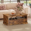 image:imageWLIVE Coffee Table for Living Room 43 Framhouse Coffee Table with 2 Storage Drawers Modern Center Table with Open Display Area Elegant Curved Base BlackRustic Brown