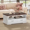 image:imageWLIVE Coffee Table for Living Room 43 Framhouse Coffee Table with 2 Storage Drawers Modern Center Table with Open Display Area Elegant Curved Base BlackWhite