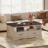 image:imageWLIVE Coffee Table for Living Room 43 Framhouse Coffee Table with 2 Storage Drawers Modern Center Table with Open Display Area Elegant Curved Base BlackGrey