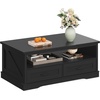image:imageWLIVE Coffee Table for Living Room 43 Framhouse Coffee Table with 2 Storage Drawers Modern Center Table with Open Display Area Elegant Curved Base BlackBlack