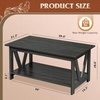 image:imageWLIVE Coffee Table for Living Room 43 Framhouse Coffee Table with 2 Storage Drawers Modern Center Table with Open Display Area Elegant Curved Base BlackCharcoal Black