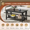 image:imageWLIVE Coffee Table for Living Room 43 Framhouse Coffee Table with 2 Storage Drawers Modern Center Table with Open Display Area Elegant Curved Base BlackCharcoal Black