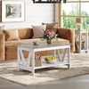 image:imageWLIVE Coffee Table for Living Room 43 Framhouse Coffee Table with 2 Storage Drawers Modern Center Table with Open Display Area Elegant Curved Base BlackWhite