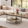 image:imageWLIVE Round Coffee Table 2Tier Wood Coffee Table with Storage Shelf Tapered Legs Circle Wood Small Center Table for Living Room Apartment Easy Assembly BlackGrey