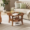 image:imageWLIVE Round Coffee Table 2Tier Wood Coffee Table with Storage Shelf Tapered Legs Circle Wood Small Center Table for Living Room Apartment Easy Assembly BlackRustic Brown