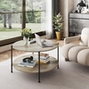 image:imageWLIVE Round Coffee Table 2Tier Wood Coffee Table with Storage Shelf Tapered Legs Circle Wood Small Center Table for Living Room Apartment Easy Assembly BlackGrey