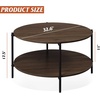 image:imageWLIVE Round Coffee Table 2Tier Wood Coffee Table with Storage Shelf Tapered Legs Circle Wood Small Center Table for Living Room Apartment Easy Assembly BlackBrown Walnut