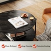 image:imageWLIVE Round Coffee Table 2Tier Wood Coffee Table with Storage Shelf Tapered Legs Circle Wood Small Center Table for Living Room Apartment Easy Assembly BlackCharcoal Black