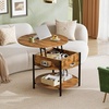 image:imageWLIVE Round Coffee Table 2Tier Wood Coffee Table with Storage Shelf Tapered Legs Circle Wood Small Center Table for Living Room Apartment Easy Assembly BlackRustic Brown