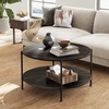image:imageWLIVE Round Coffee Table 2Tier Wood Coffee Table with Storage Shelf Tapered Legs Circle Wood Small Center Table for Living Room Apartment Easy Assembly BlackCharcoal Black