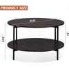 image:imageWLIVE Round Coffee Table 2Tier Wood Coffee Table with Storage Shelf Tapered Legs Circle Wood Small Center Table for Living Room Apartment Easy Assembly BlackCharcoal Black