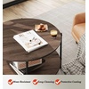 image:imageWLIVE Round Coffee Table 2Tier Wood Coffee Table with Storage Shelf Tapered Legs Circle Wood Small Center Table for Living Room Apartment Easy Assembly BlackBrown Walnut
