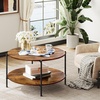 image:imageWLIVE Round Coffee Table 2Tier Wood Coffee Table with Storage Shelf Tapered Legs Circle Wood Small Center Table for Living Room Apartment Easy Assembly BlackRustic Brown