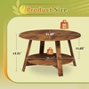 image:imageWLIVE Round Coffee Table 2Tier Wood Coffee Table with Storage Shelf Tapered Legs Circle Wood Small Center Table for Living Room Apartment Easy Assembly BlackRustic Brown