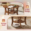 image:imageWLIVE Round Coffee Table 2Tier Wood Coffee Table with Storage Shelf Tapered Legs Circle Wood Small Center Table for Living Room Apartment Easy Assembly BlackRustic Brown