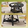 image:imageWLIVE Round Coffee Table 2Tier Wood Coffee Table with Storage Shelf Tapered Legs Circle Wood Small Center Table for Living Room Apartment Easy Assembly BlackBlack