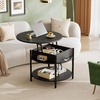 image:imageWLIVE Round Coffee Table 2Tier Wood Coffee Table with Storage Shelf Tapered Legs Circle Wood Small Center Table for Living Room Apartment Easy Assembly BlackBlack