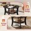 image:imageWLIVE Round Coffee Table 2Tier Wood Coffee Table with Storage Shelf Tapered Legs Circle Wood Small Center Table for Living Room Apartment Easy Assembly BlackBlack