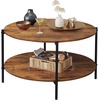 image:imageWLIVE Round Coffee Table 2Tier Wood Coffee Table with Storage Shelf Tapered Legs Circle Wood Small Center Table for Living Room Apartment Easy Assembly BlackRustic Brown