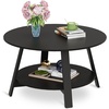 image:imageWLIVE Round Coffee Table 2Tier Wood Coffee Table with Storage Shelf Tapered Legs Circle Wood Small Center Table for Living Room Apartment Easy Assembly BlackBlack