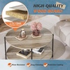 image:imageWLIVE Round Coffee Table 2Tier Wood Coffee Table with Storage Shelf Tapered Legs Circle Wood Small Center Table for Living Room Apartment Easy Assembly BlackGrey