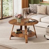 image:imageWLIVE Round Coffee Table 2Tier Wood Coffee Table with Storage Shelf Tapered Legs Circle Wood Small Center Table for Living Room Apartment Easy Assembly BlackRustic Brown