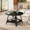 image:imageWLIVE Round Coffee Table 2Tier Wood Coffee Table with Storage Shelf Tapered Legs Circle Wood Small Center Table for Living Room Apartment Easy Assembly BlackBlack