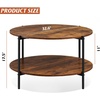 image:imageWLIVE Round Coffee Table 2Tier Wood Coffee Table with Storage Shelf Tapered Legs Circle Wood Small Center Table for Living Room Apartment Easy Assembly BlackRustic Brown