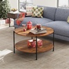 image:imageWLIVE Round Coffee Table 2Tier Wood Coffee Table with Storage Shelf Tapered Legs Circle Wood Small Center Table for Living Room Apartment Easy Assembly BlackRustic Brown