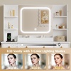 image:imageWLIVE White Makeup Vanity Set with Lighted Mirror amp LED Lights 3 Color Modes amp Dimmable Brightness Large Storage Vanity Desk with Chair Charging Station Bedroom Dresser Table for Women Girls