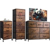 image:imageWLIVE 3 Drawer Dresser 5 Drawer and 7 Drawer Dresser Set Dresser for Bedroom Closet Hallway Storage Dresser Organizer Unit Dressers amp Chests of Drawers Rustic Brown Wood Grain Print