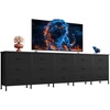 image:imageWLIVE 92 Dresser for Bedroom TV Stand for 98 85 80 75 Inch TV 15 Drawer Long Fabric Dresser with Wood Top Wide Entertainment Center Storage Chest for Living Room Closet Rustic BrownBlack